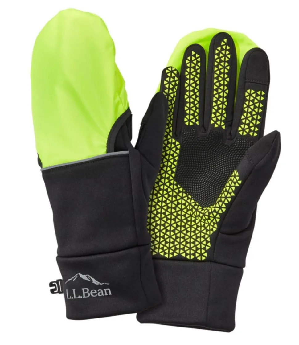 New L.L.Bean "Adults' Bean Bright Stretch Glove With Overmitt" Black/NeonYellow