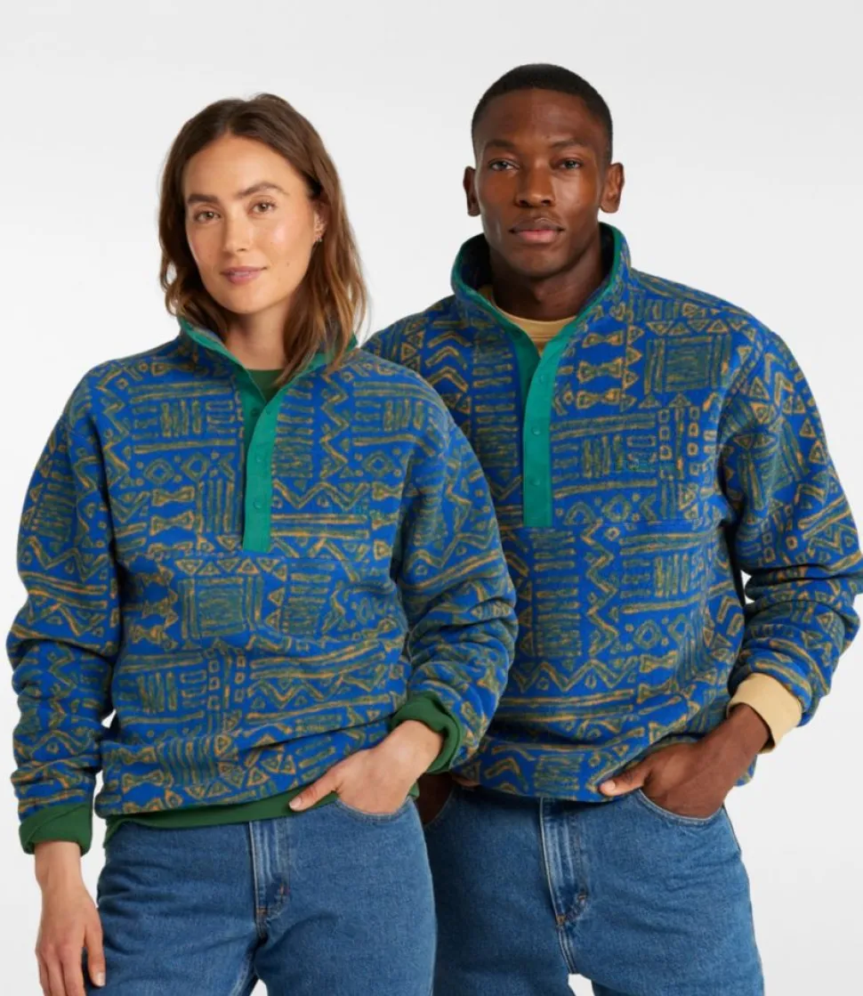 Sale L.L.Bean "Adults' Bean's Classic Fleece Pullover, Print" RoyalStewart