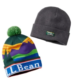Hot L.L.Bean "Adults' Katahdin Pom and ie Gift Set" CrispLapis/White+CharcoalHeather