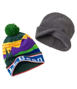 Hot L.L.Bean "Adults' Katahdin Pom and ie Gift Set" CrispLapis/White+CharcoalHeather