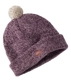 Online L.L.Bean "Adults' Ragg Wool Pom Hat" SmokyMauve/Eggplant