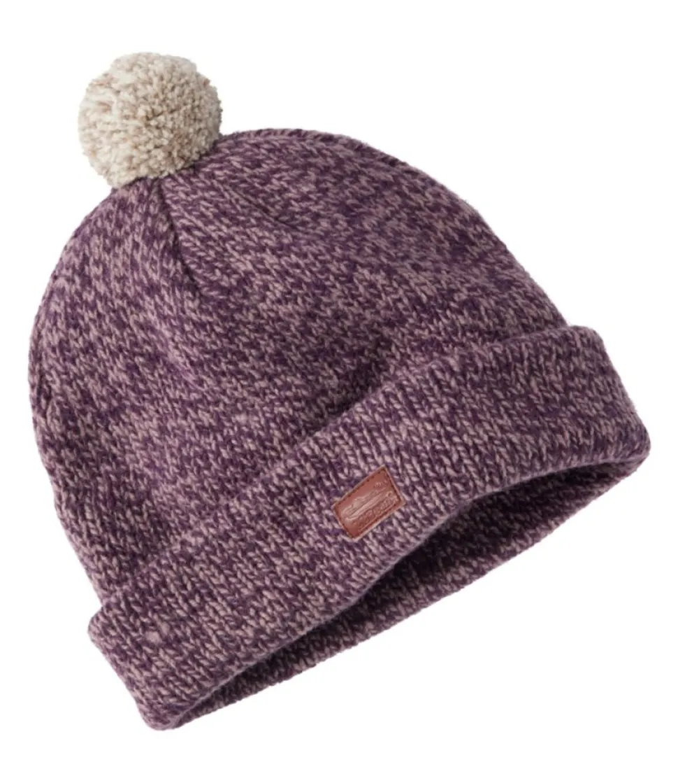 Online L.L.Bean "Adults' Ragg Wool Pom Hat" SmokyMauve/Eggplant