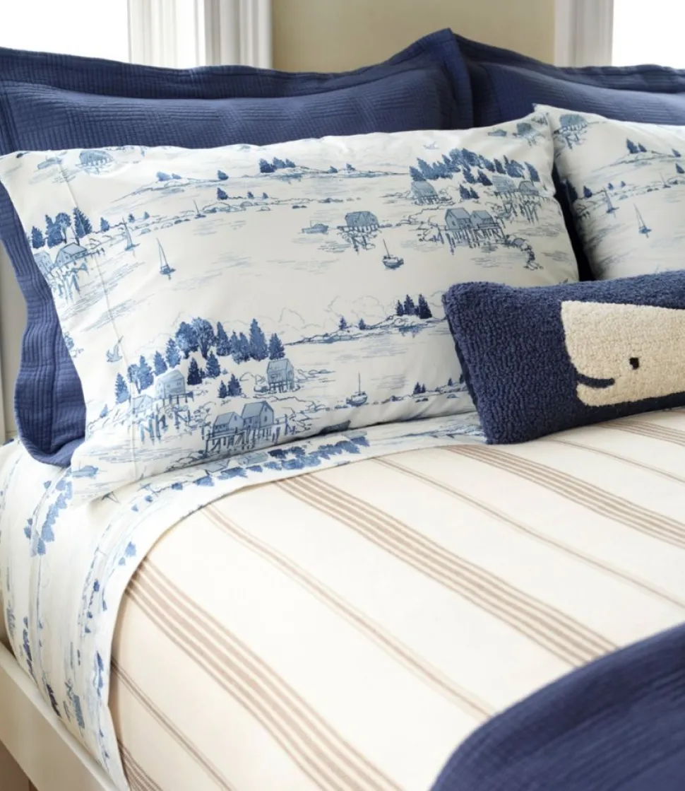 Best Sale L.L.Bean "Coastal Landscape Percale Sheet Collection" SeaSalt