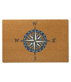 Flash Sale L.L.Bean "Duracoir Doormat, Compass Rose" Natural/White