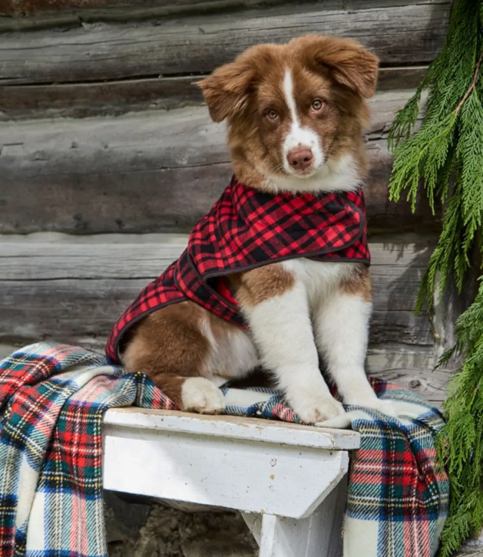New L.L.Bean "Flannel Sherpa Dog Vest" RoyalRedPlaid