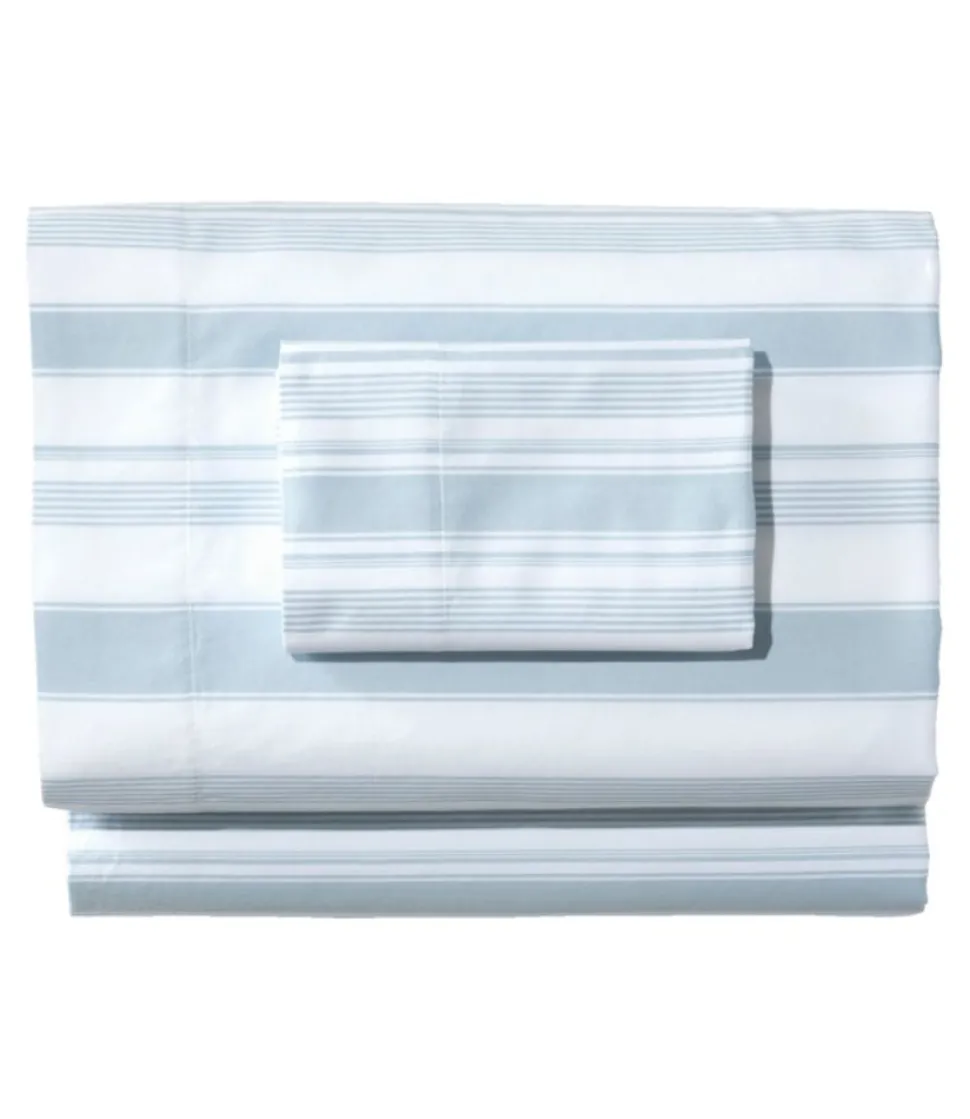 Online L.L.Bean "Garment Washed Sateen Sheet Collection, Stripe" SeasideBlue
