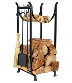 Flash Sale L.L.Bean "Hearthside Wood Rack With Tools" Black