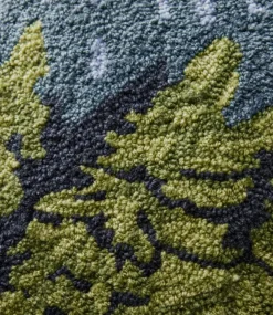 Best Sale L.L.Bean "Indoor/Outdoor Hooked Pillow, Lakeside Mountain Scene" Multi
