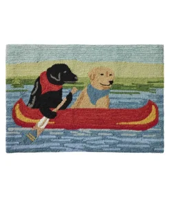 Hot L.L.Bean "Indoor/Outdoor Vacationland Rug, Dog Canoe" Multi