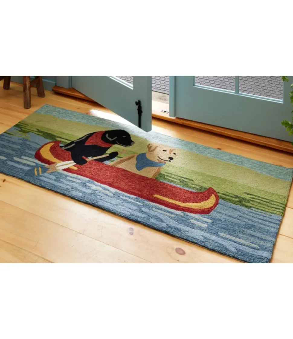 New L.L.Bean "Indoor/Outdoor Vacationland Runner, Dog Canoe" Multi