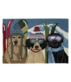 Discount L.L.Bean "Indoor/Outdoor Vacationland Rug, Dogs Skiing" Multi