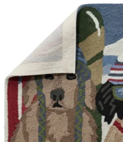 Discount L.L.Bean "Indoor/Outdoor Vacationland Rug, Dogs Skiing" Multi