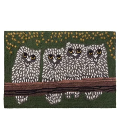 Discount L.L.Bean "Indoor/Outdoor Vacationland Rug, Owls" Multi