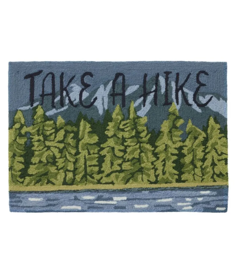 Cheap L.L.Bean "Indoor/Outdoor Vacationland Rug, Lakeside Mountain Scene" Multi