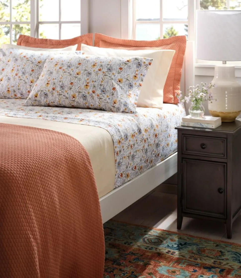 Hot L.L.Bean "Jess Franks Print Percale Sheet Set Collection" White