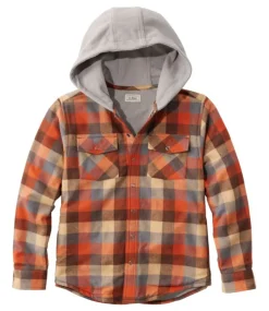 Shop L.L.Bean "Kids' Fleece-Lined Flannel Shirt, Hooded Plaid"