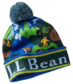 Fashion L.L.Bean "Kids' Pom Hat, Landscape" DeepGreenLandscape