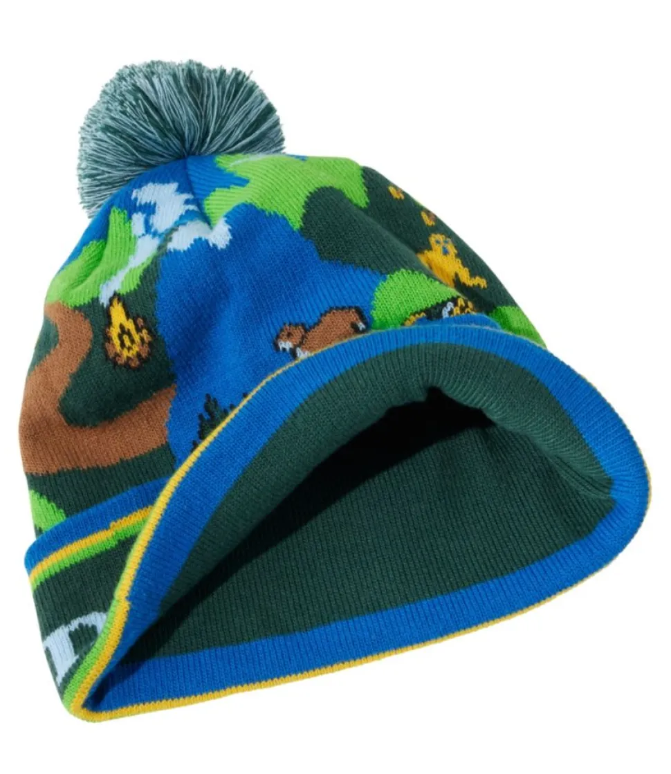 Fashion L.L.Bean "Kids' Pom Hat, Landscape" DeepGreenLandscape