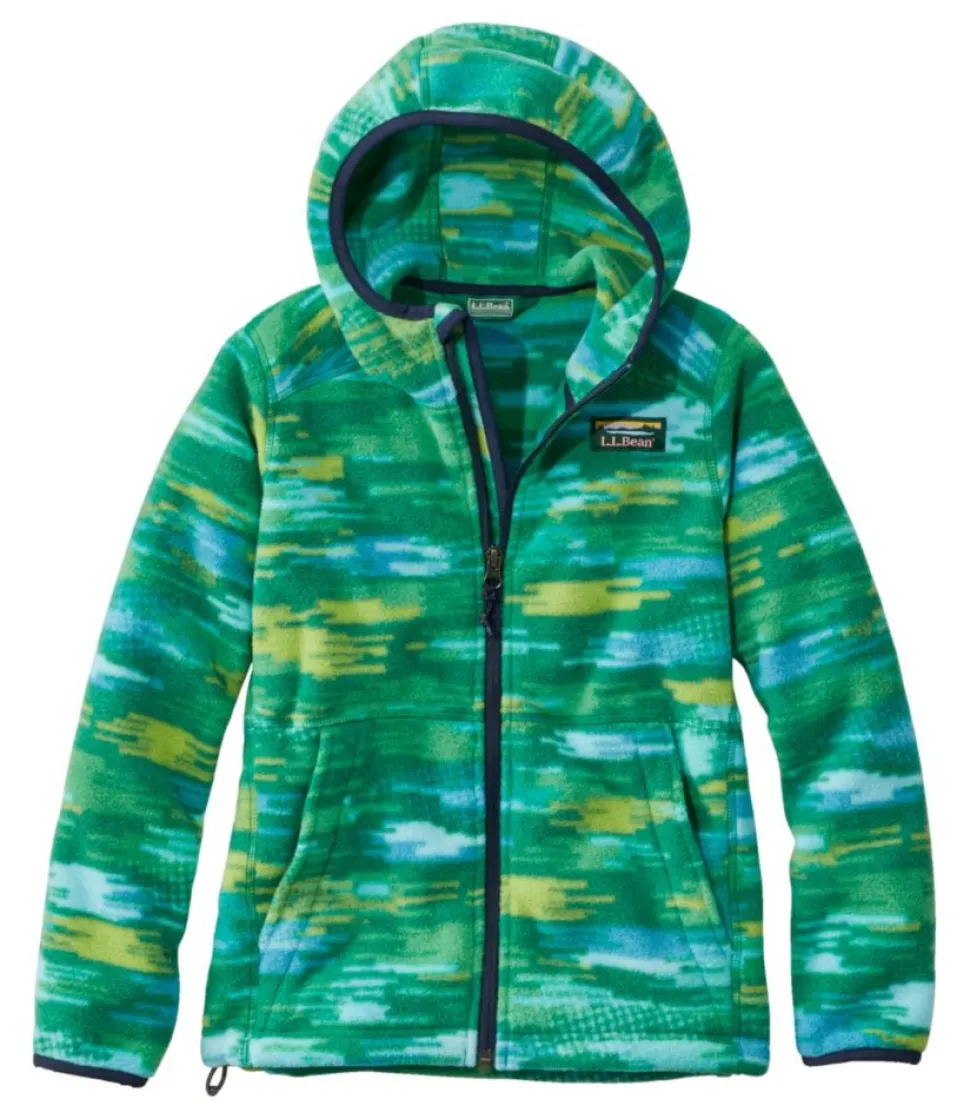 Outlet L.L.Bean "Kids' Mountain Classic Fleece, Hooded, Print" KellyGreenDigiCamo