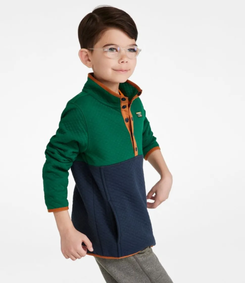 New L.L.Bean "Kids' Quilted Quarter-Snap Pullover, Colorblock"