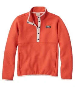 Sale L.L.Bean "Kids' Quilted Quarter-Snap Pullover" Paprika