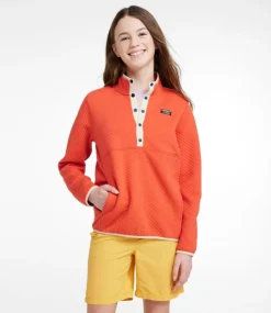 Sale L.L.Bean "Kids' Quilted Quarter-Snap Pullover" Paprika