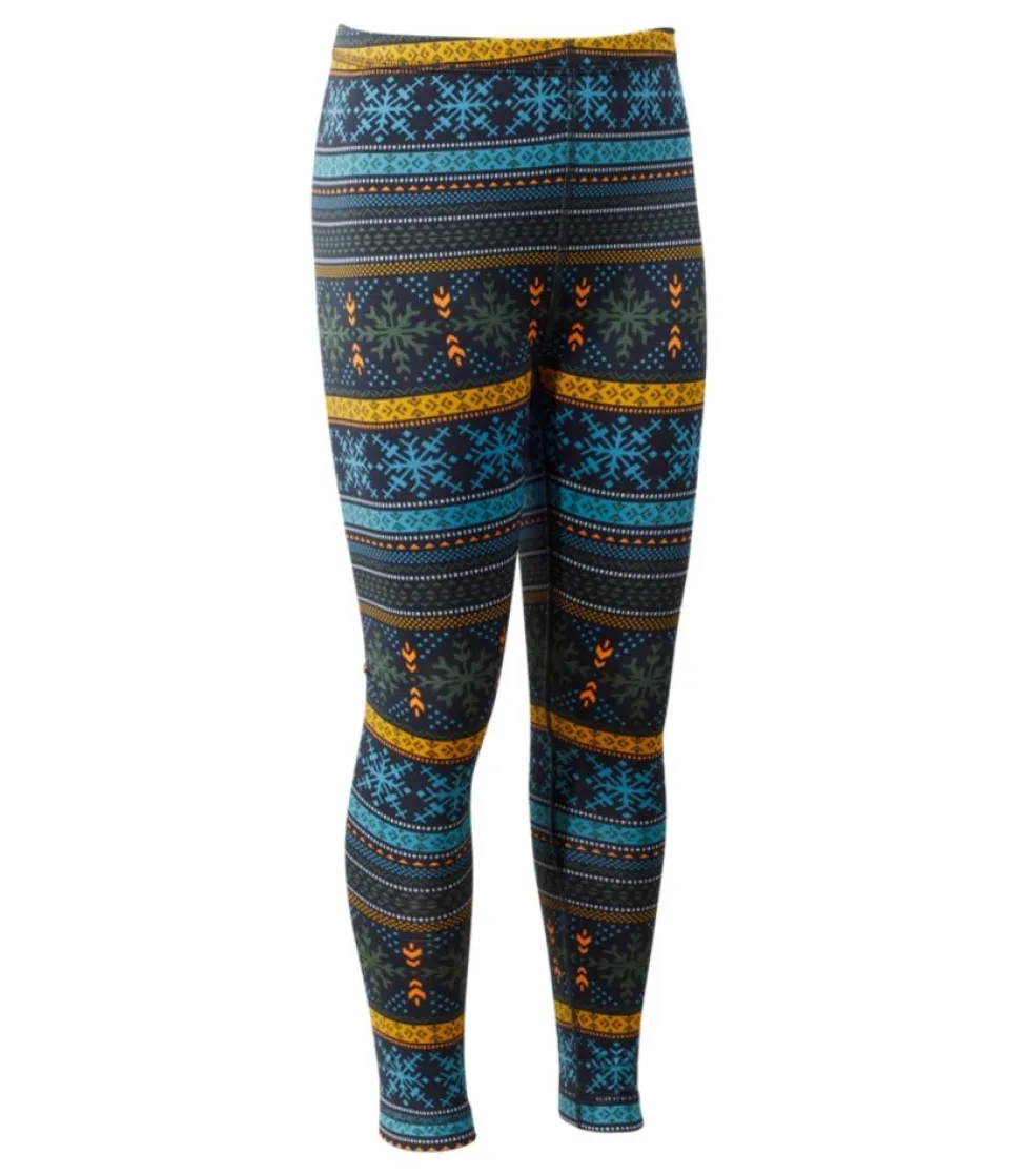 Best L.L.Bean "Kids' Wicked Warm Long Underwear, Expedition-Weight Print Pants" CoalSnowflakeFairisle