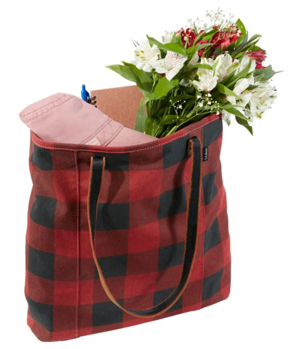 Online L.L.Bean "Leather-Handle Essential Tote Bag, Print"