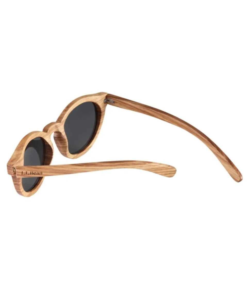 Cheap L.L.Bean " DownEast Polarized Wooden Sunglasses" WarmZebraWood/Goldfoil