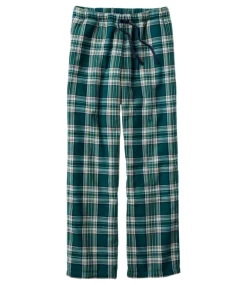 Cheap L.L.Bean " Flannel Sleep Pants, Plaid Fleece-Lined" DeepTealGreenPlaid