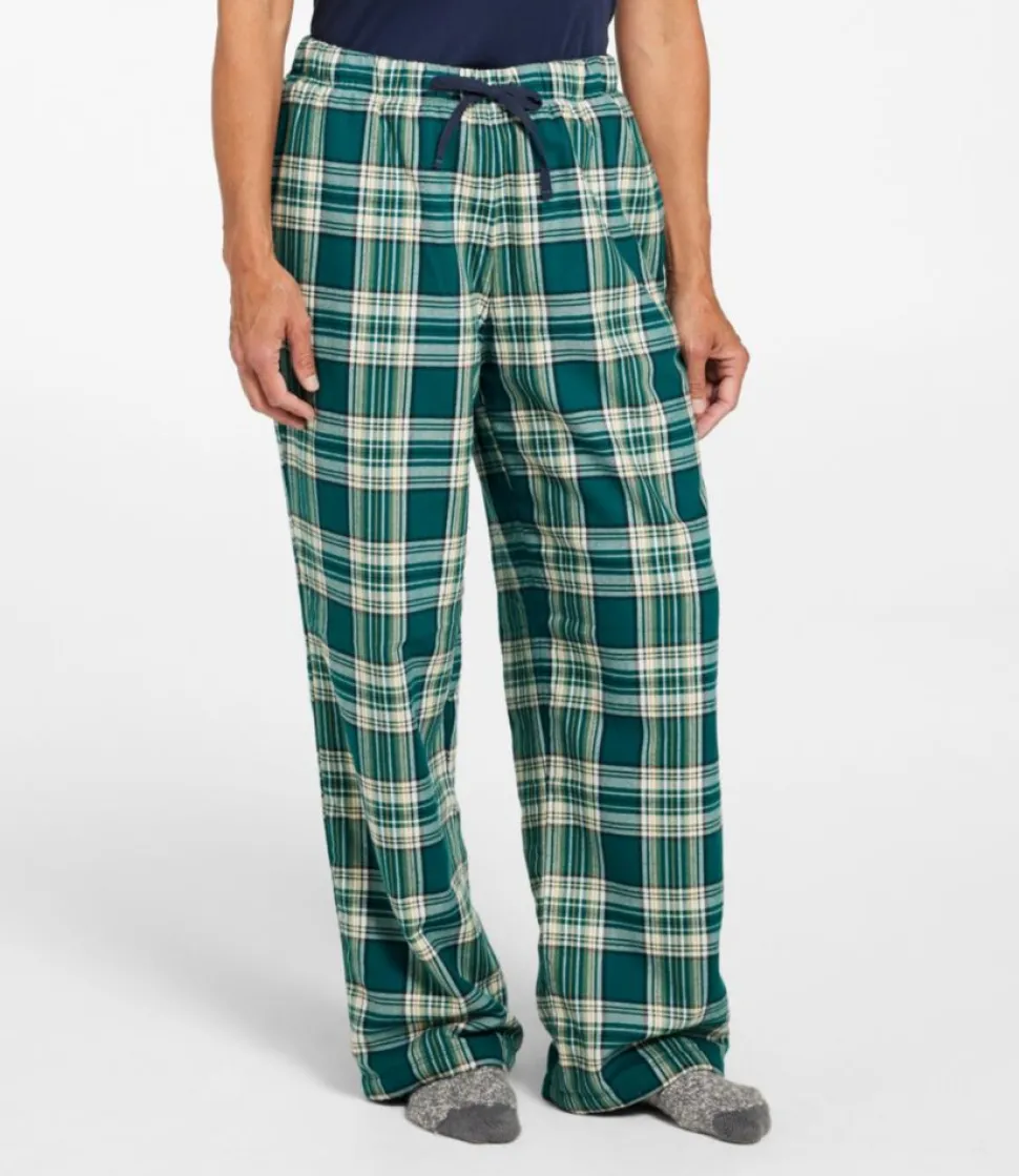 Cheap L.L.Bean " Flannel Sleep Pants, Plaid Fleece-Lined" DeepTealGreenPlaid