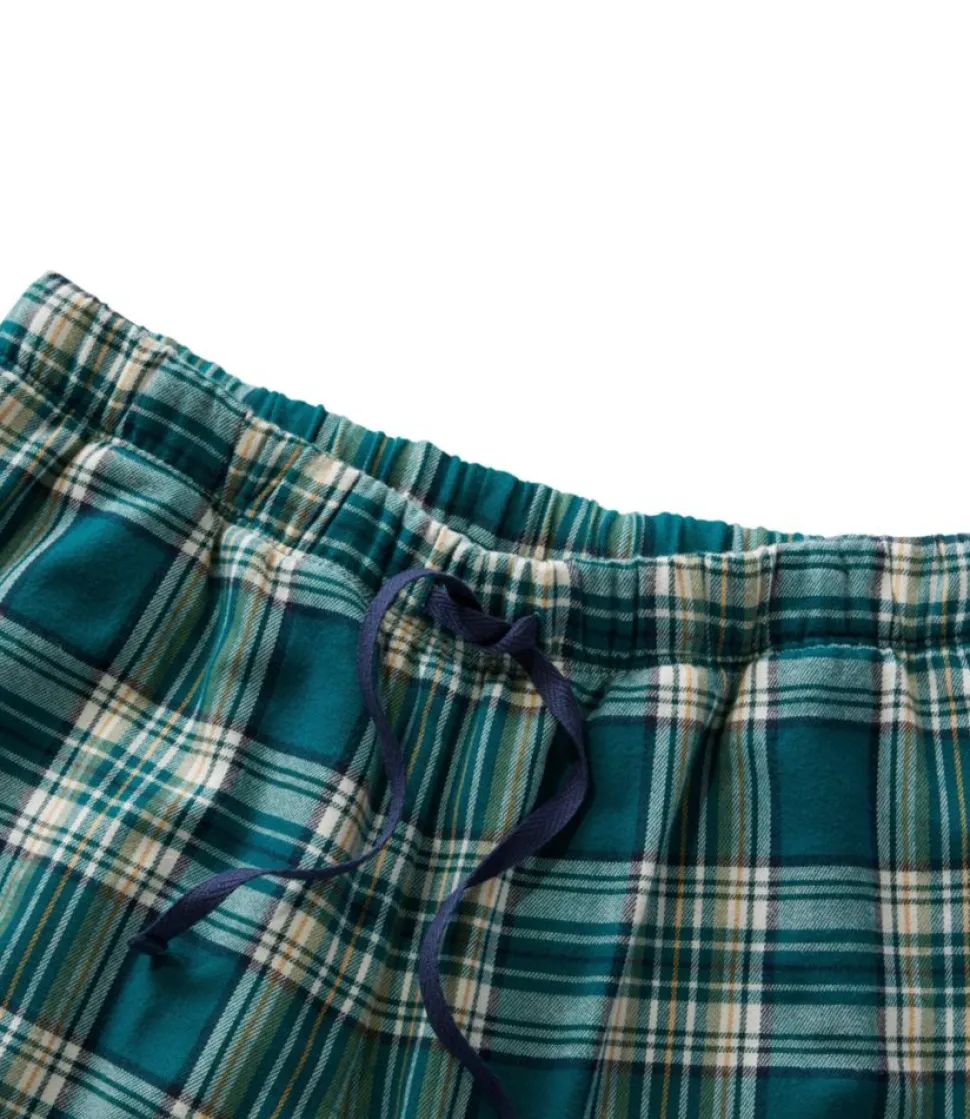 Cheap L.L.Bean " Flannel Sleep Pants, Plaid Fleece-Lined" DeepTealGreenPlaid