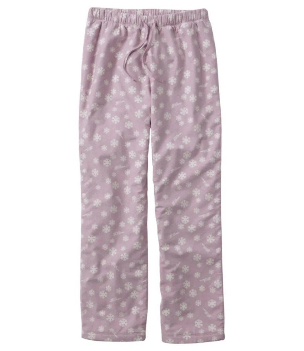 Online L.L.Bean " Flannel Sleep Pants, Print Fleece-Lined" VintageMauveSnowflake