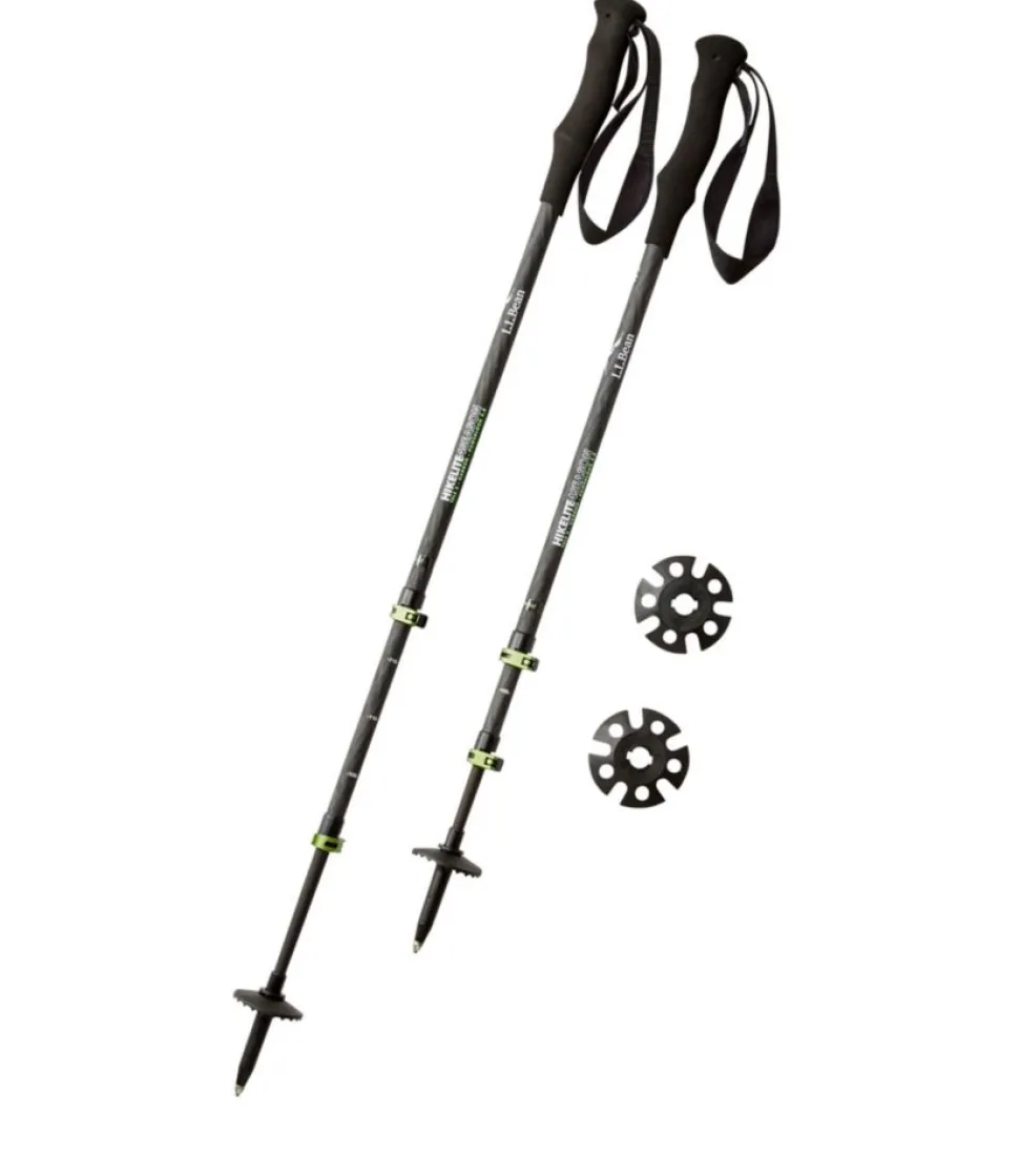 Online L.L.Bean " Hikelite Four-Season Carbon Hiking Poles" CarbonMatte/GreenTransparent
