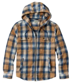 Discount L.L.Bean "Men's 1912 Field Flannel Shirt, Hooded, Slightly Fitted Untucked Fit, Plaid"