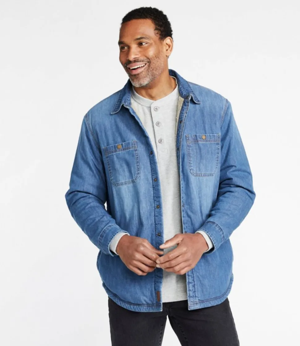 Clearance L.L.Bean "Men's 1912 Heritage Lined Shirt Jac, Denim" Stonewashed