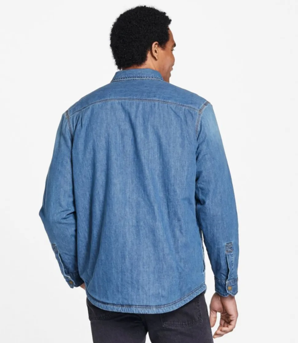 Clearance L.L.Bean "Men's 1912 Heritage Lined Shirt Jac, Denim" Stonewashed