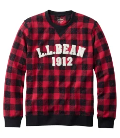 Best Sale L.L.Bean "Men's Athletic Sweats, Classic Crewneck Sweatshirt, Print" DeepRedCheck