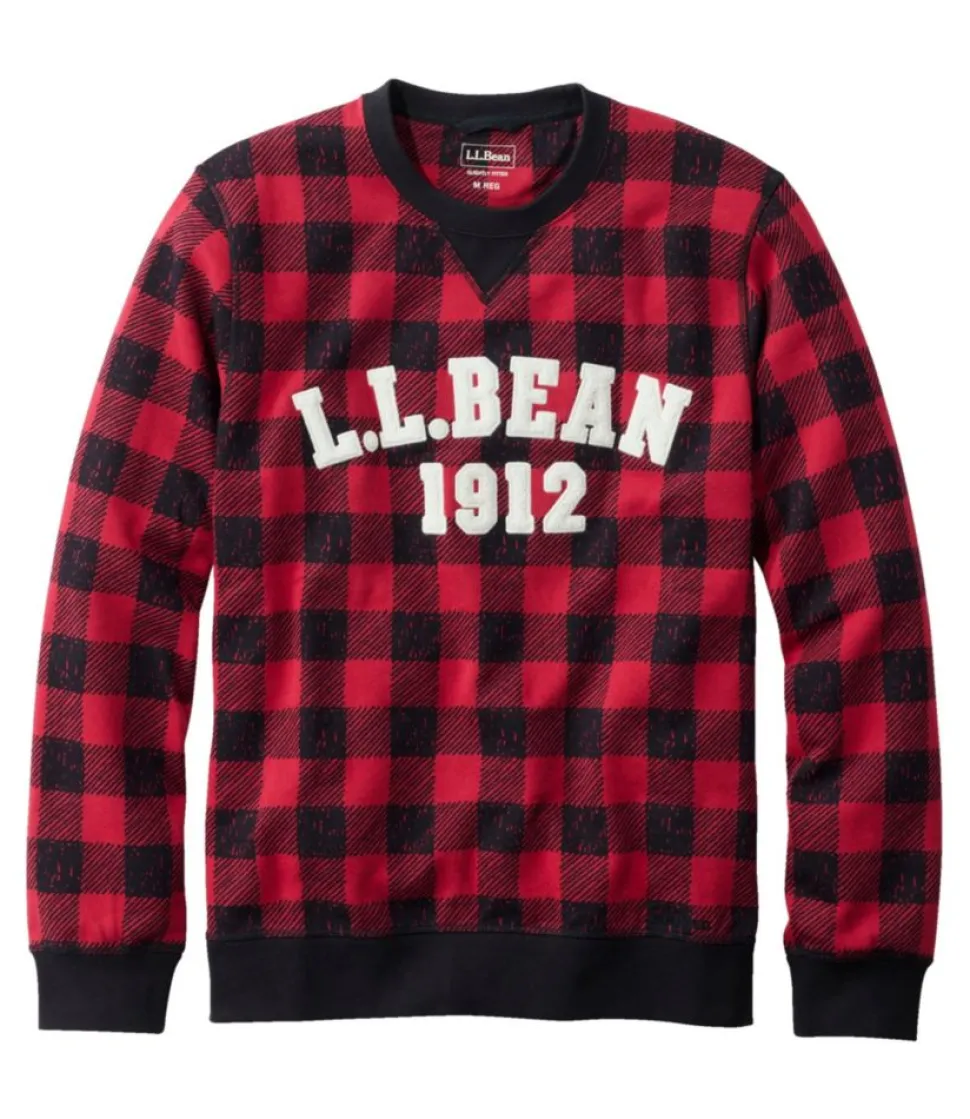 Best Sale L.L.Bean "Men's Athletic Sweats, Classic Crewneck Sweatshirt, Print" DeepRedCheck