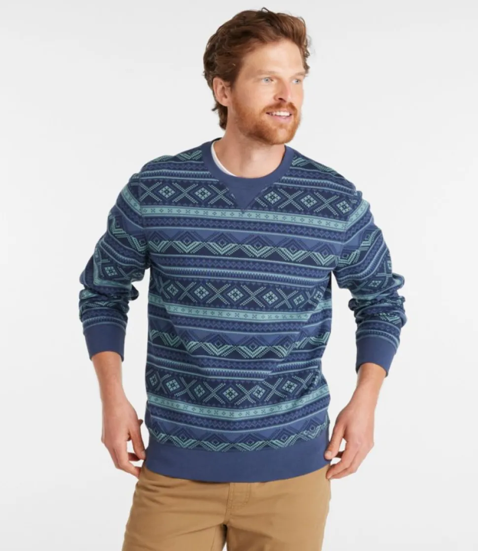 Best Sale L.L.Bean "Men's Athletic Sweats, Classic Crewneck Sweatshirt, Print" DeepRedCheck
