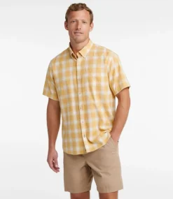 Cheap L.L.Bean "Men's Backyard BBQ Shirt, Short-Sleeve, Traditional Untucked Fit, Plaid"