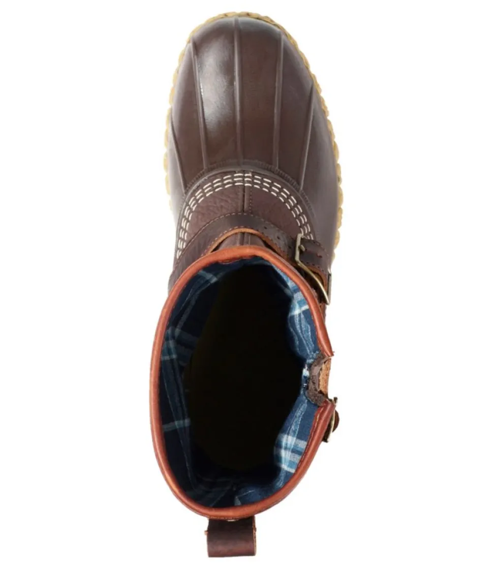Shop L.L.Bean "Men's Bean Boots, 10" Engineer Buckle Flannel-Lined" DarkEarth/BBBrown/Gum/IronBluePlaid