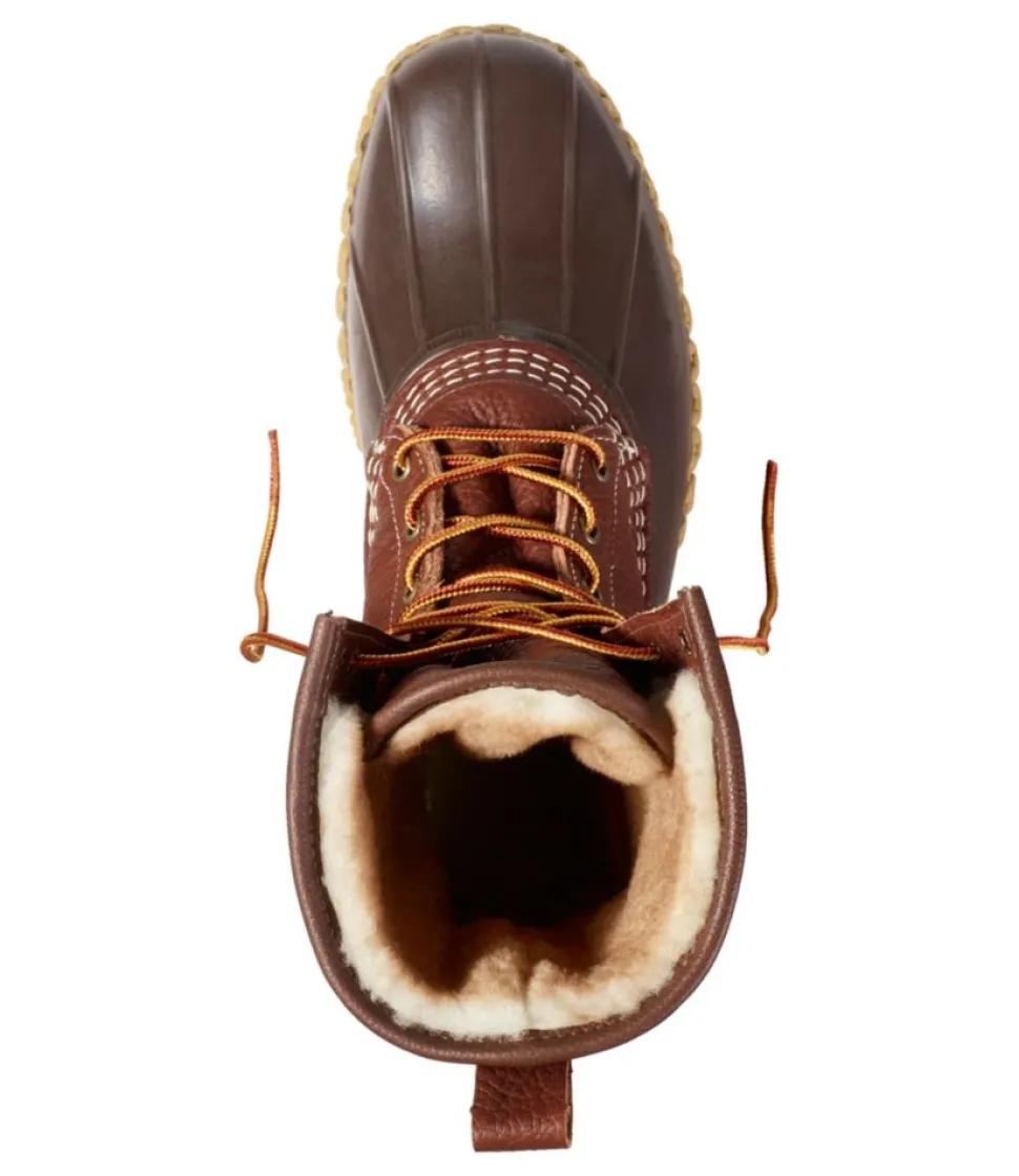 Fashion L.L.Bean "Men's Bean Boots, 10" Shearling-Lined Tumbled Leather" Maple/Brown