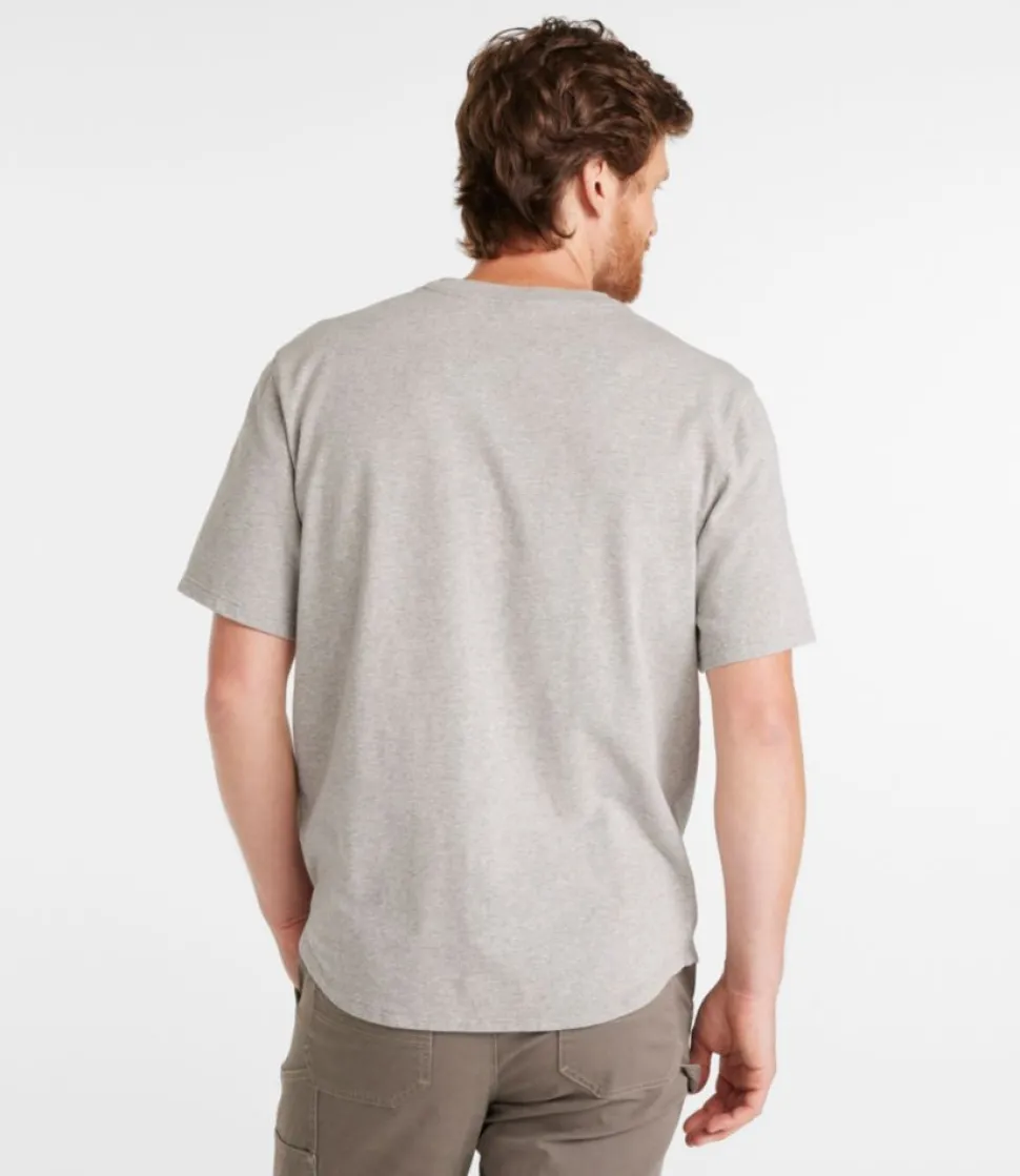 Sale L.L.Bean "Men's BeanBuilt Cotton Tees, Pocket, Short-Sleeve" GrayHeather