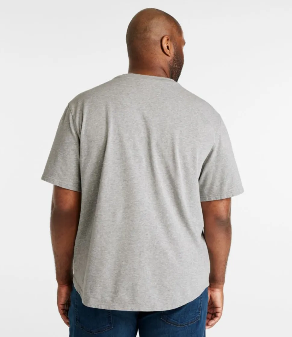 Sale L.L.Bean "Men's BeanBuilt Cotton Tees, Pocket, Short-Sleeve" GrayHeather