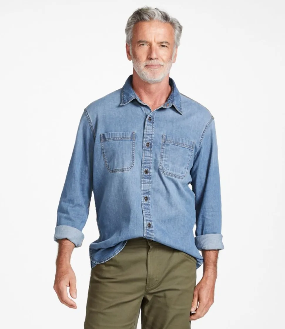 Cheap L.L.Bean "Men's BeanFlex® Denim Shirt, Traditional Untucked Fit"