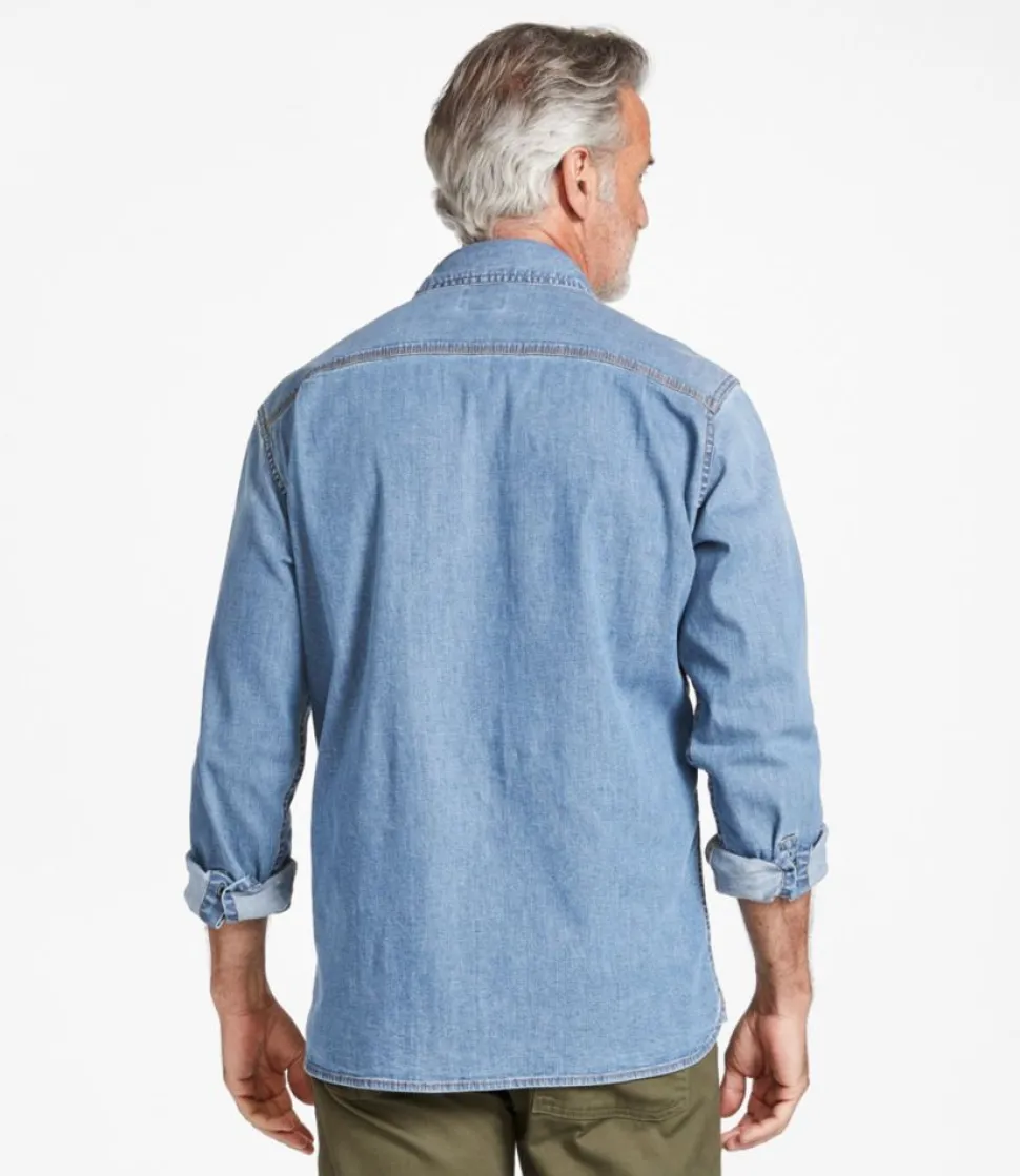 Cheap L.L.Bean "Men's BeanFlex® Denim Shirt, Traditional Untucked Fit"