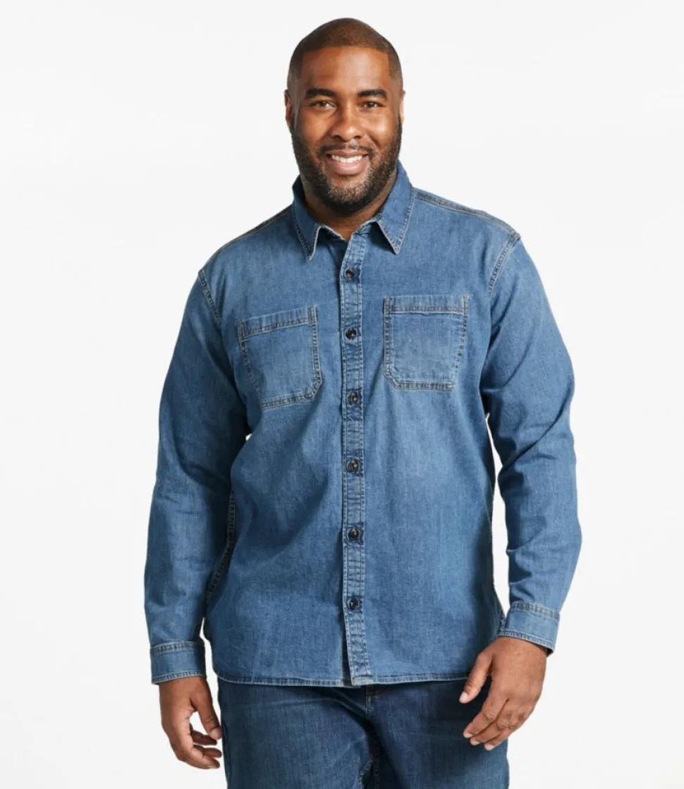 Cheap L.L.Bean "Men's BeanFlex® Denim Shirt, Traditional Untucked Fit"