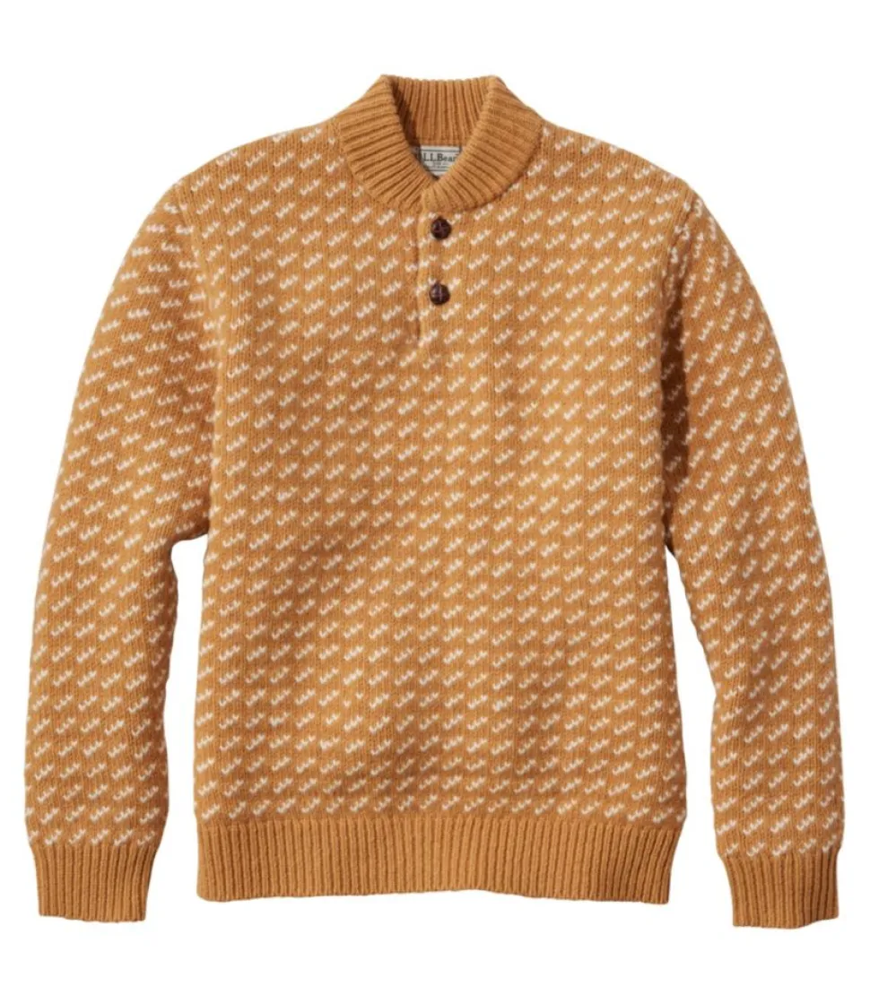 Online L.L.Bean "Men's Bean's Classic Ragg Wool Henley, Bird's-Eye" Toffee/Sailcloth