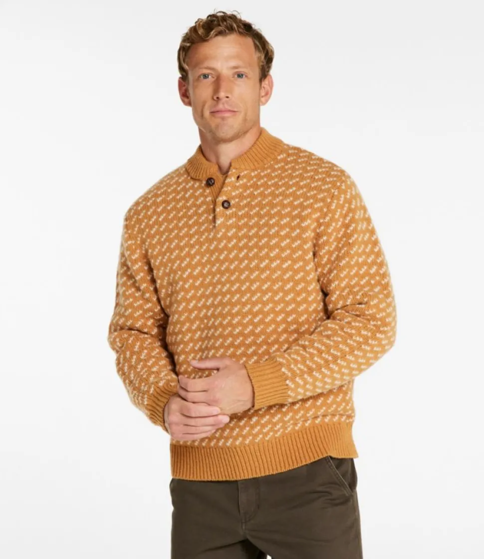 Online L.L.Bean "Men's Bean's Classic Ragg Wool Henley, Bird's-Eye" Toffee/Sailcloth